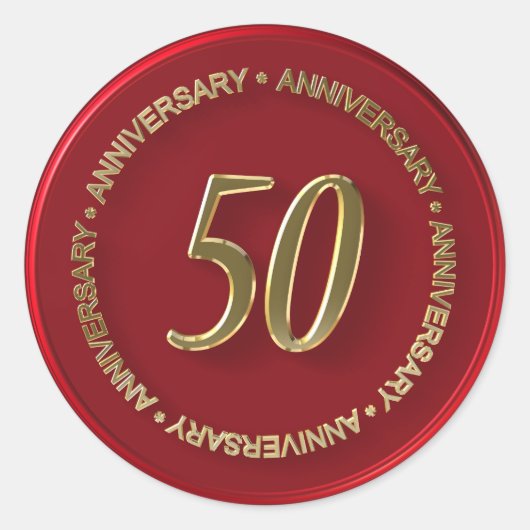 Sticker Rond 50e anniversaire sceau de cire rouge (Devant)