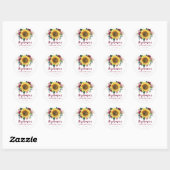Sticker Rond 50e anniversaire Sunflower Lights Floral Party (Feuille)