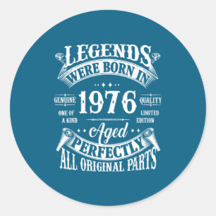 Sticker Rond 50e anniversaire Vintage Né en 1976