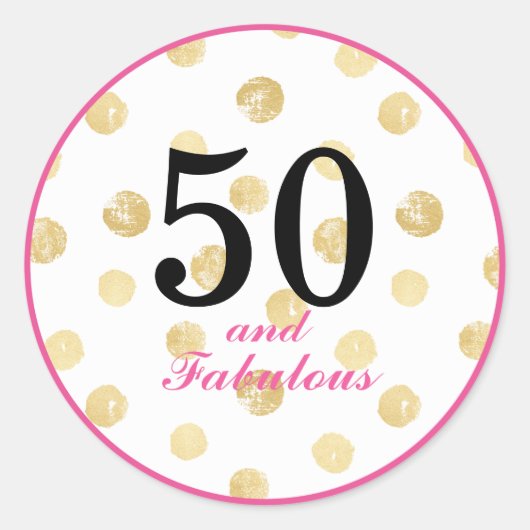 Sticker Rond 50e et fabuleuse fête d'anniversaire (Devant)