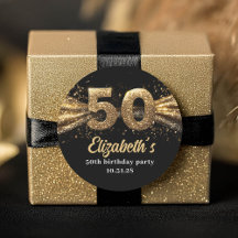 50e fête d'anniversaire moderne Noir et Or