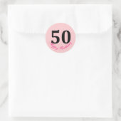 Sticker Rond 50e Joyeux Anniversaire rose pâle Cinquante Cute p (Sac)