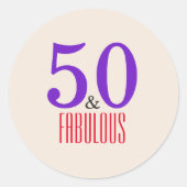 Sticker Rond 50ème et fabuleux violet (Devant)
