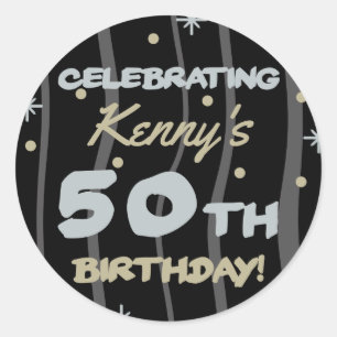 Sticker Rond 50th Birthday Party Ajouter votre nom