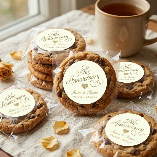 Sticker Rond 50th Golden Wedding Anniversary