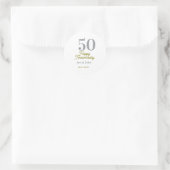 Sticker Rond 50th happy anniversary name date silver gold date  (Sac)