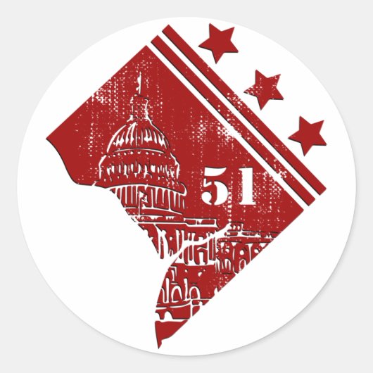 Sticker Rond 51e - État de Washington DC Drapeau Borderline (Devant)