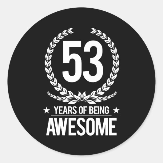 Sticker Rond 53e anniversaire (53 ans d'être génial) (Devant)