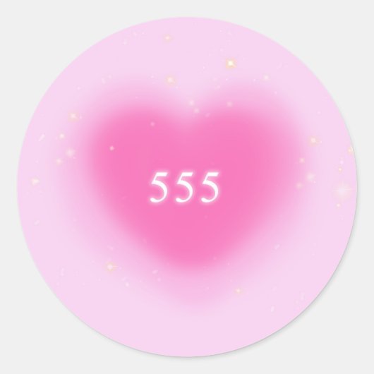 Sticker Rond 555 Moderne Coeur rose Numéro d'ange esthétique (Devant)