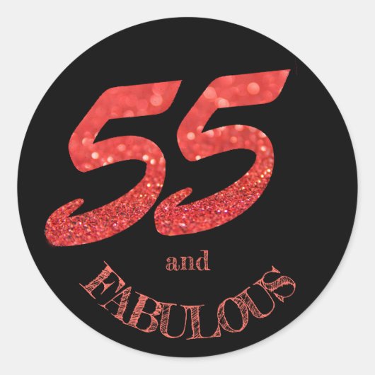 Sticker Rond 55 et Fabuleux anniversaire Fête Parties scintilla (Devant)
