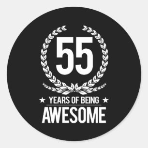 Sticker Rond 55e anniversaire (55 ans d'être génial)