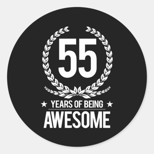 Sticker Rond 55e anniversaire (55 ans d'être génial) (Devant)
