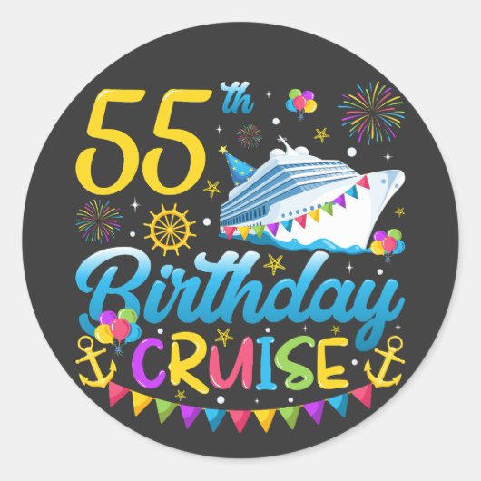 Sticker Rond 55e anniversaire Croisière B-Day Party (Devant)