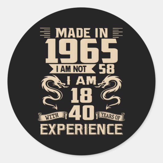 Sticker Rond 58E Dragon Fabriqué En 1965 58 (Devant)