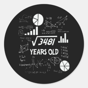 Sticker Rond 59 ans Enseignant en mathématiques Anniversaires 5