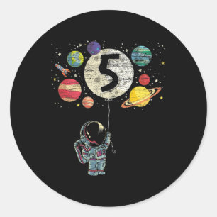Sticker Rond 5 ans Anniversaire Cadeaux de garçon Astronaut 5e 