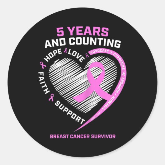 Sticker Rond 5 ans Cancer du sein Survivant 5 ans Cancer Sans c (Devant)