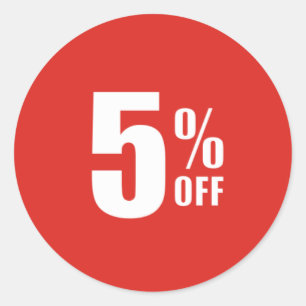 Sticker Rond 5% cinq pour cent OUTRE d'autocollant de vente au