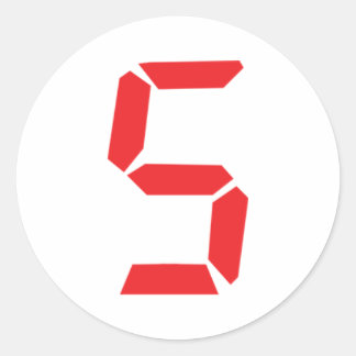 Sticker Rond 5 cinq réveil rouge numéro numérique