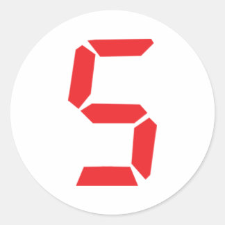 Sticker Rond 5 cinq réveil rouge numéro numérique