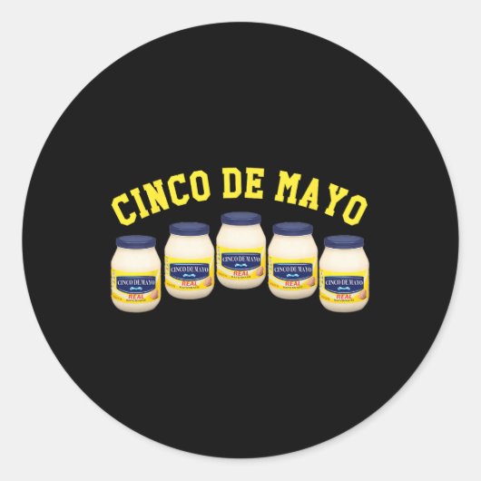 Sticker Rond 5 Jars Mayonnaise Funny Cinco De Mayo (Devant)