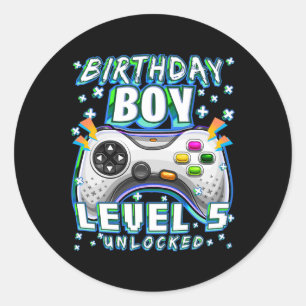 Sticker Rond 5 Jeu vidéo déverrouillé 5e Jeu d'anniversaire Gar