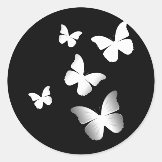 Sticker Rond 5 papillons blancs (Devant)