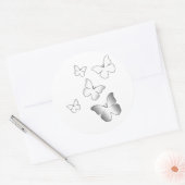 Sticker Rond 5 papillons blancs (Enveloppe)