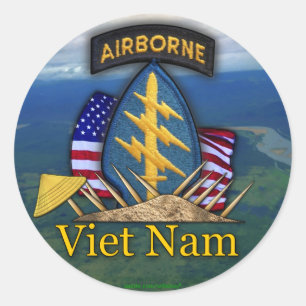 Sticker Rond 5e 1re forces spéciales Green Berets vietnam Stick