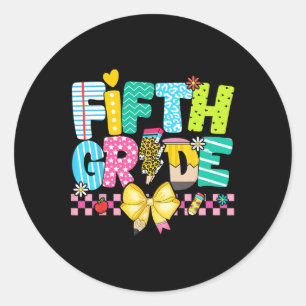 Sticker Rond 5e année pour fille garçons enseignant cinquième a