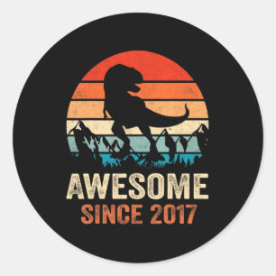 Sticker Rond 5e anniversaire Dinosaur 5 ans Garçon Enfants Awes