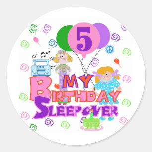Sticker Rond 5e anniversaire Sleepover T-shirts et cadeaux