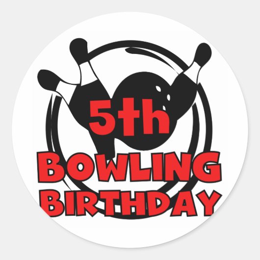 Sticker Rond 5e Bowling Anniversaire Tshirts et cadeaux (Devant)