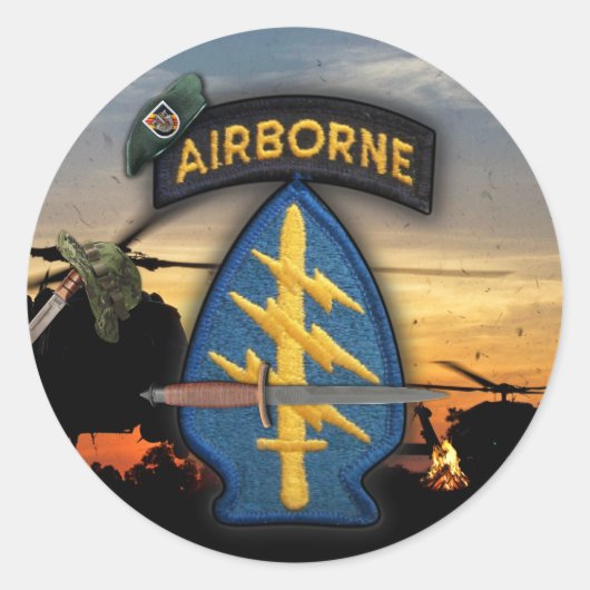 Sticker Rond 5e forces spéciales Green Berets lrrps nam (Devant)