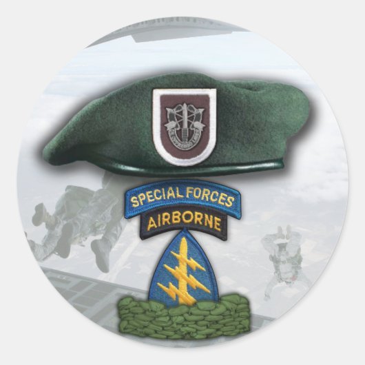 Sticker Rond 5e forces spéciales Green Berets vétérans flash St (Devant)