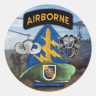 Sticker Rond 5e Groupe des forces spéciales Berets verts Vietna