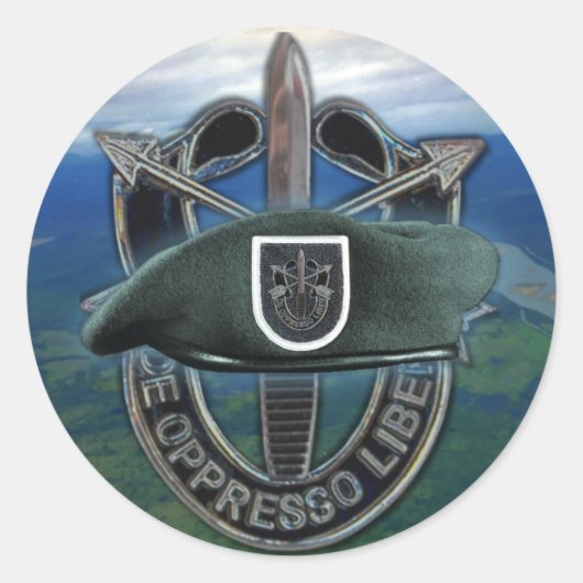 Sticker Rond 5e groupe des forces spéciales Green Berets vétéri (Devant)