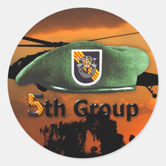 Sticker Rond 5e Groupe des forces spéciales SFG SF Anciens comb (Devant)