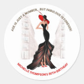 Sticker Rond 5O ET FABULEUSE ÉLÉGANTE CHIC FEMME'S Birthday (Devant)