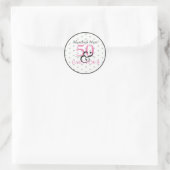 Sticker Rond 5O et fabuleux Noir rose et blanc anniversaire (Sac)