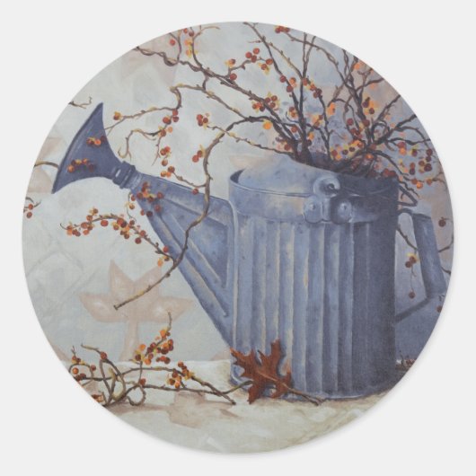 Sticker Rond 6033 Bittersweet dans canne d'arrosage sur chevale (Devant)