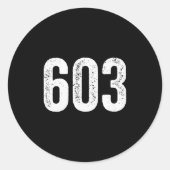 Sticker Rond 603 Distressed New Hampshire Area Code  (Devant)