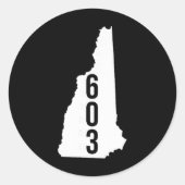 Sticker Rond 603 Nh New Hampshire Area Code State Map Tee  (Devant)