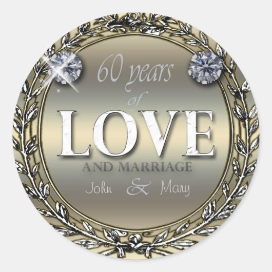 Sticker Rond 60 ans d'amour (Devant)