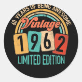 Sticker Rond 60 Ans D'Être génial En 1962 60e Anniversaire (Devant)