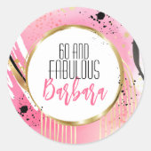 Sticker Rond 60 et fabuleux moderne rose noir glam or (Devant)