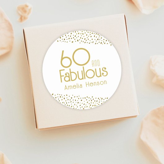 Sticker Rond 60 et Fabulous Gold Parties scintillant 60e annive