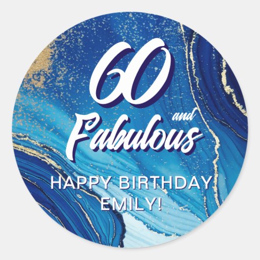 Sticker Rond 60 et Fabulous Marble Parties scintillant Annivers (Devant)