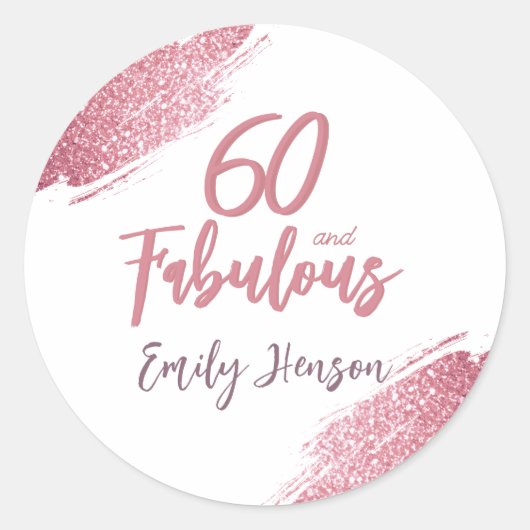 Sticker Rond 60 et Fabulous Parties scintillant rose 60e annive (Devant)