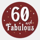 Sticker Rond 60 et Fabulous Parties scintillant Rouge 60e anniv (Devant)